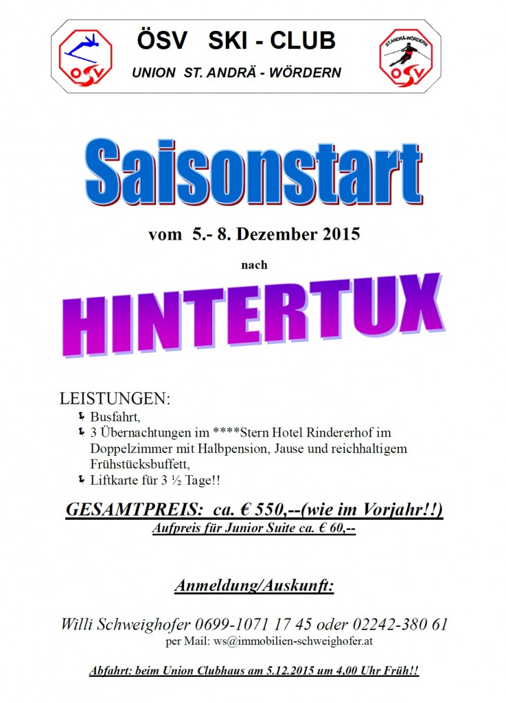Sasonstart Hintertux Dezember 2015